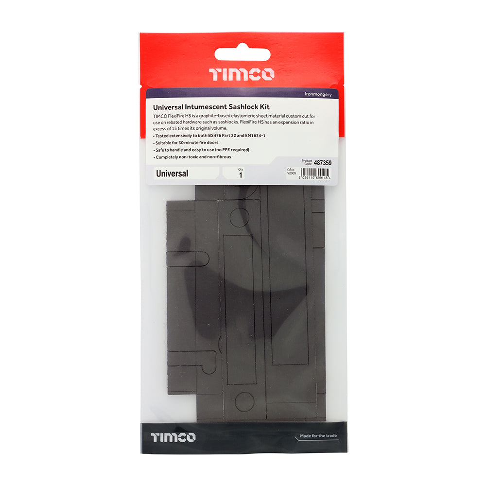 This is an image showing TIMCO Universal Intumescent Sashlock Kit - Universal - 1 Each TIMpac available from T.H Wiggans Ironmongery in Kendal, quick delivery at discounted prices.
