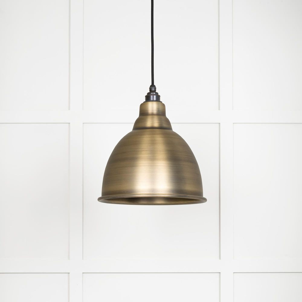 This is an image showing From The Anvil - Aged Brass Brindley Pendant available from T.H Wiggans Architectural Ironmongery in Kendal, quick delivery and discounted prices