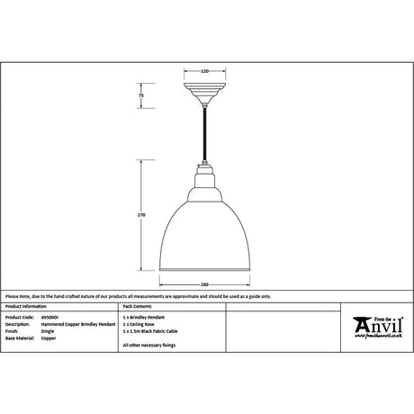 This is an image showing From The Anvil - Hammered Copper Brindley Pendant in Dingle available from T.H Wiggans Architectural Ironmongery in Kendal, quick delivery and discounted prices