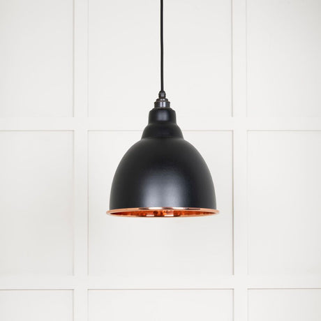 This is an image showing From The Anvil - Hammered Copper Brindley Pendant in Elan Black available from T.H Wiggans Architectural Ironmongery in Kendal, quick delivery and discounted prices