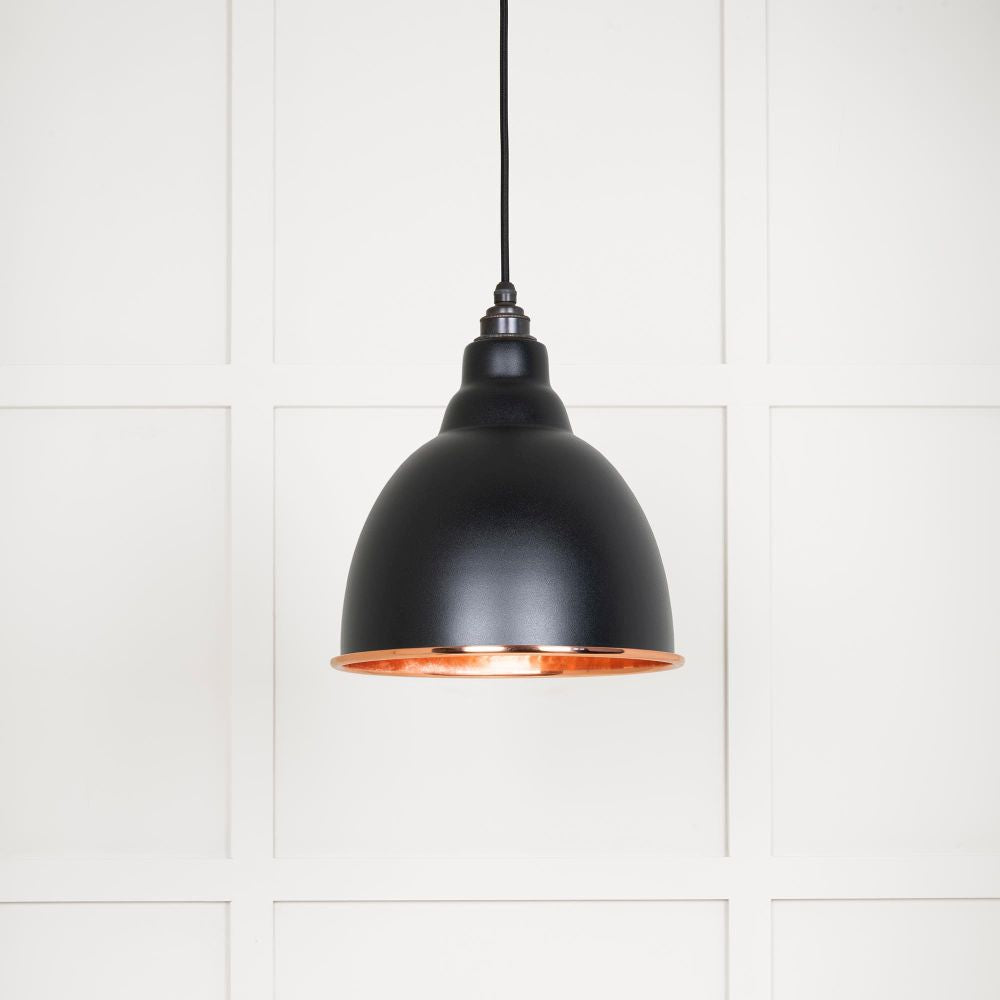 This is an image showing From The Anvil - Hammered Copper Brindley Pendant in Elan Black available from T.H Wiggans Architectural Ironmongery in Kendal, quick delivery and discounted prices