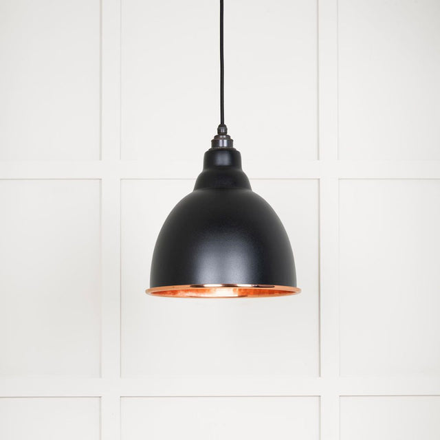 This is an image showing From The Anvil - Hammered Copper Brindley Pendant in Elan Black available from T.H Wiggans Architectural Ironmongery in Kendal, quick delivery and discounted prices