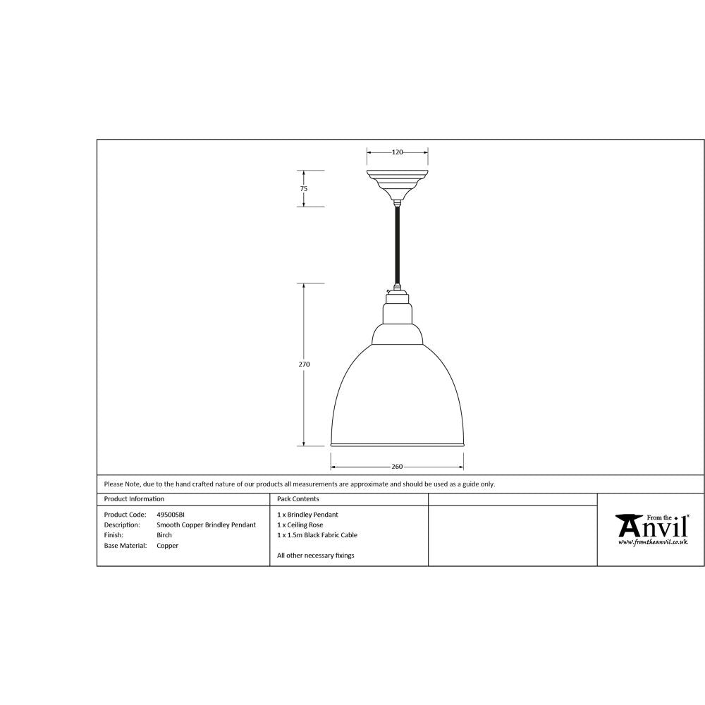 This is an image showing From The Anvil - Smooth Copper Brindley Pendant in Birch available from T.H Wiggans Architectural Ironmongery in Kendal, quick delivery and discounted prices