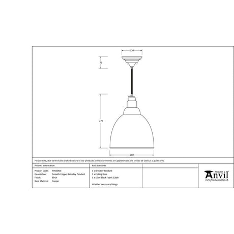 This is an image showing From The Anvil - Smooth Copper Brindley Pendant in Birch available from T.H Wiggans Architectural Ironmongery in Kendal, quick delivery and discounted prices