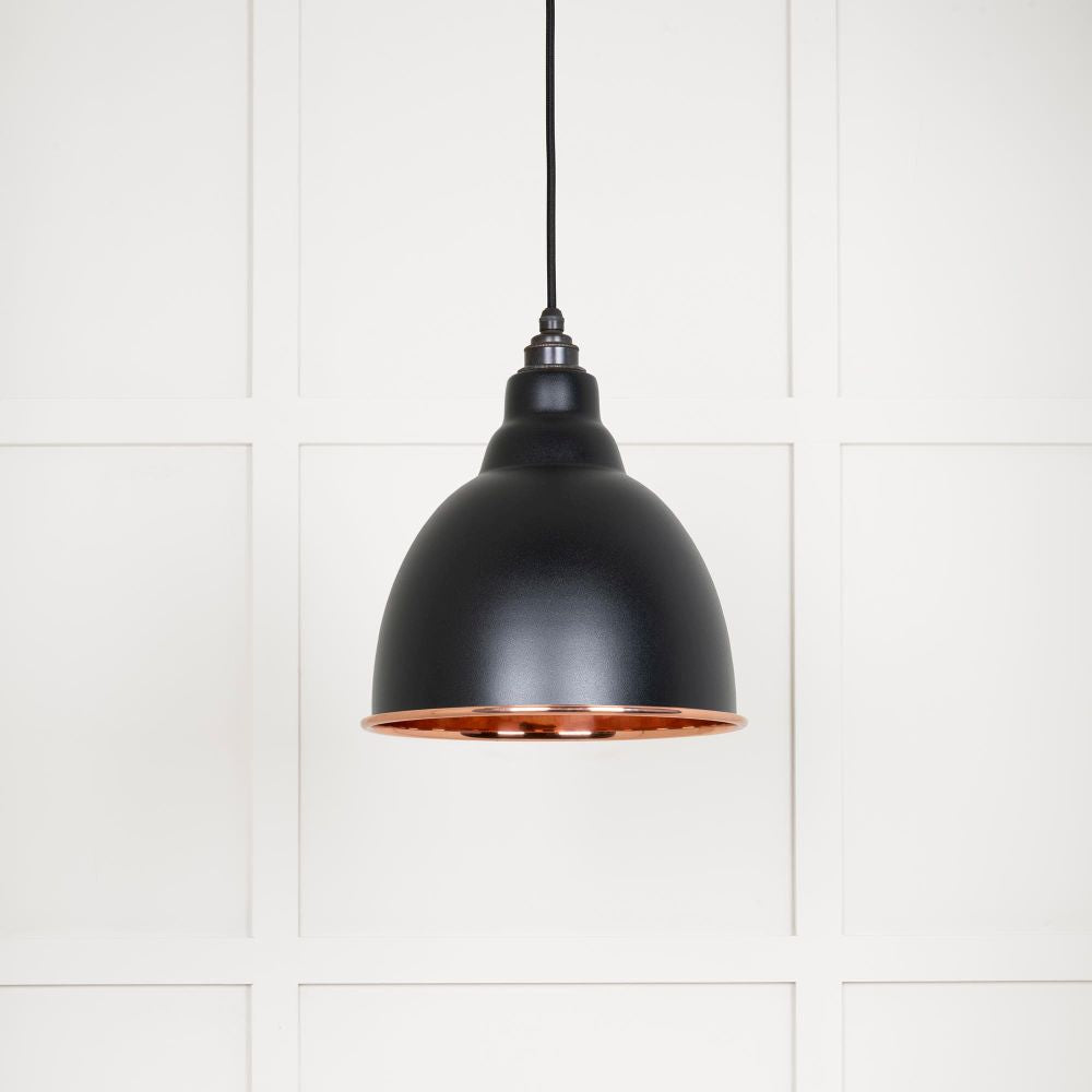 This is an image showing From The Anvil - Smooth Copper Brindley Pendant in Elan Black available from T.H Wiggans Architectural Ironmongery in Kendal, quick delivery and discounted prices