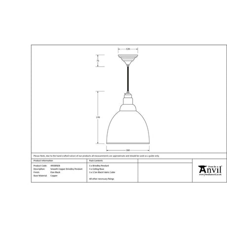 This is an image showing From The Anvil - Smooth Copper Brindley Pendant in Elan Black available from T.H Wiggans Architectural Ironmongery in Kendal, quick delivery and discounted prices