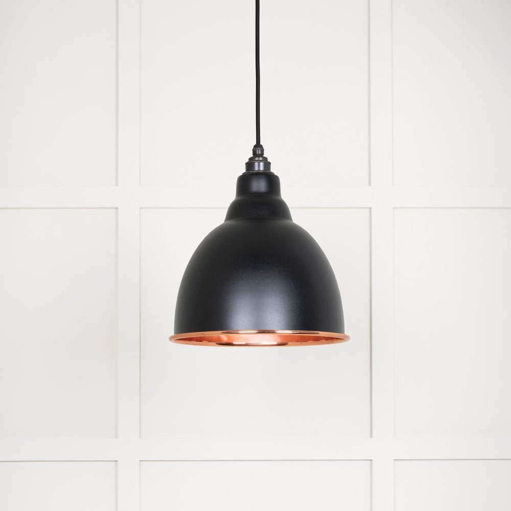 This is an image showing From The Anvil - Smooth Copper Brindley Pendant in Elan Black available from T.H Wiggans Architectural Ironmongery in Kendal, quick delivery and discounted prices