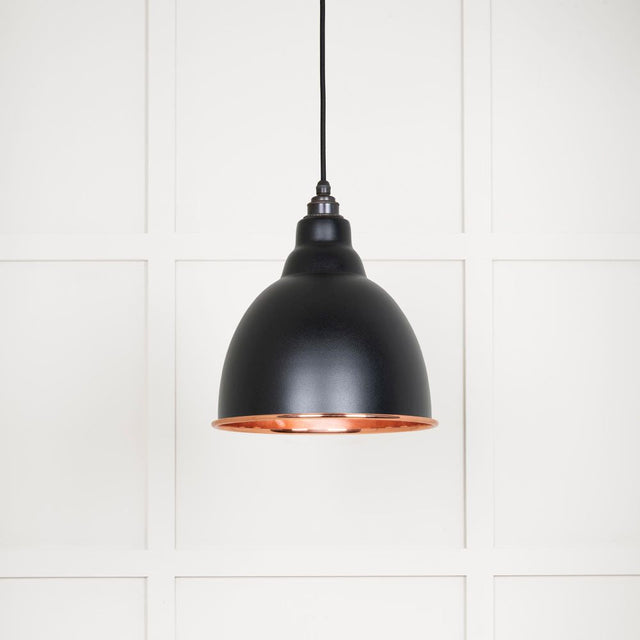 This is an image showing From The Anvil - Smooth Copper Brindley Pendant in Elan Black available from T.H Wiggans Architectural Ironmongery in Kendal, quick delivery and discounted prices