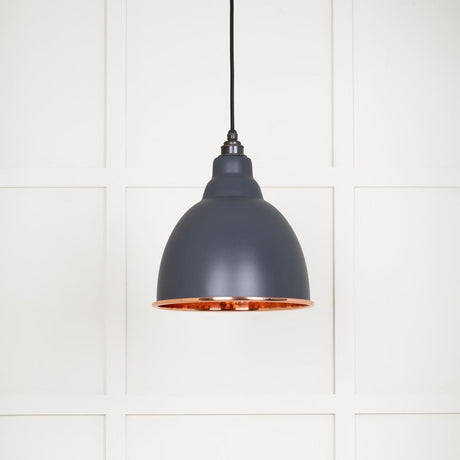 This is an image showing From The Anvil - Hammered Copper Brindley Pendant in Slate available from T.H Wiggans Architectural Ironmongery in Kendal, quick delivery and discounted prices