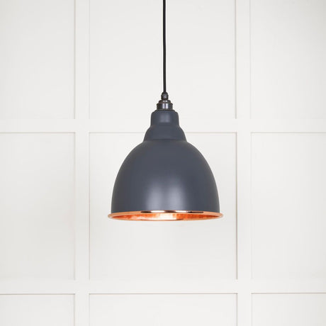 This is an image showing From The Anvil - Hammered Copper Brindley Pendant in Slate available from T.H Wiggans Architectural Ironmongery in Kendal, quick delivery and discounted prices