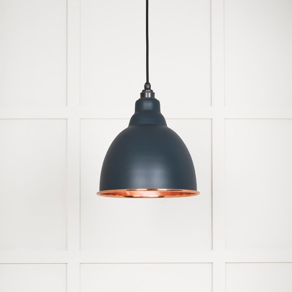 This is an image showing From The Anvil - Smooth Copper Brindley Pendant in Soot available from T.H Wiggans Architectural Ironmongery in Kendal, quick delivery and discounted prices