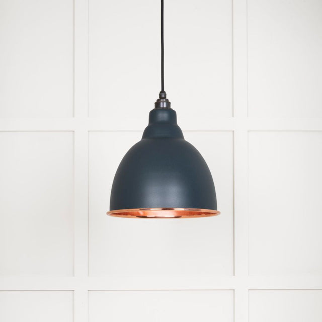 This is an image showing From The Anvil - Smooth Copper Brindley Pendant in Soot available from T.H Wiggans Architectural Ironmongery in Kendal, quick delivery and discounted prices