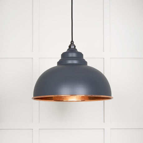 This is an image showing From The Anvil - Hammered Copper Harborne Pendant in Slate available from T.H Wiggans Architectural Ironmongery in Kendal, quick delivery and discounted prices