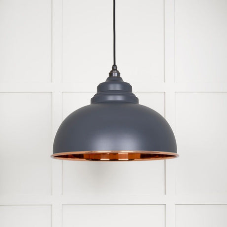 This is an image showing From The Anvil - Smooth Copper Harborne Pendant in Slate available from T.H Wiggans Architectural Ironmongery in Kendal, quick delivery and discounted prices