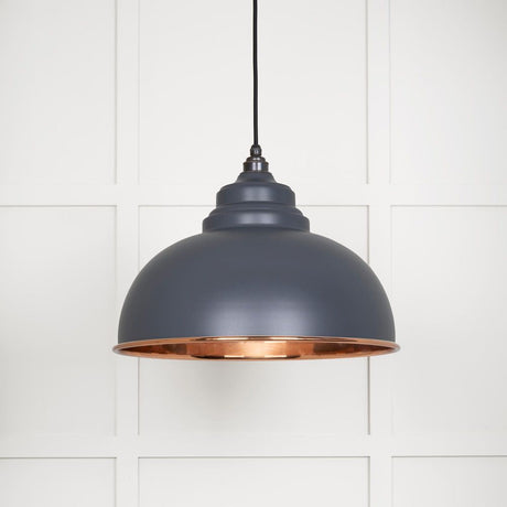 This is an image showing From The Anvil - Smooth Copper Harborne Pendant in Slate available from T.H Wiggans Architectural Ironmongery in Kendal, quick delivery and discounted prices