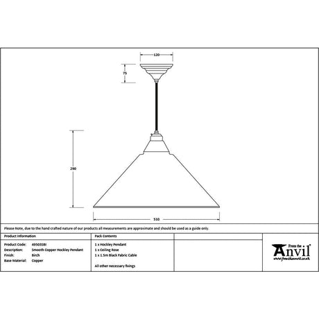 This is an image showing From The Anvil - Smooth Copper Hockley Pendant in Birch available from T.H Wiggans Architectural Ironmongery in Kendal, quick delivery and discounted prices