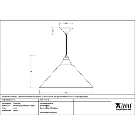 This is an image showing From The Anvil - Smooth Copper Hockley Pendant in Dusk available from T.H Wiggans Architectural Ironmongery in Kendal, quick delivery and discounted prices