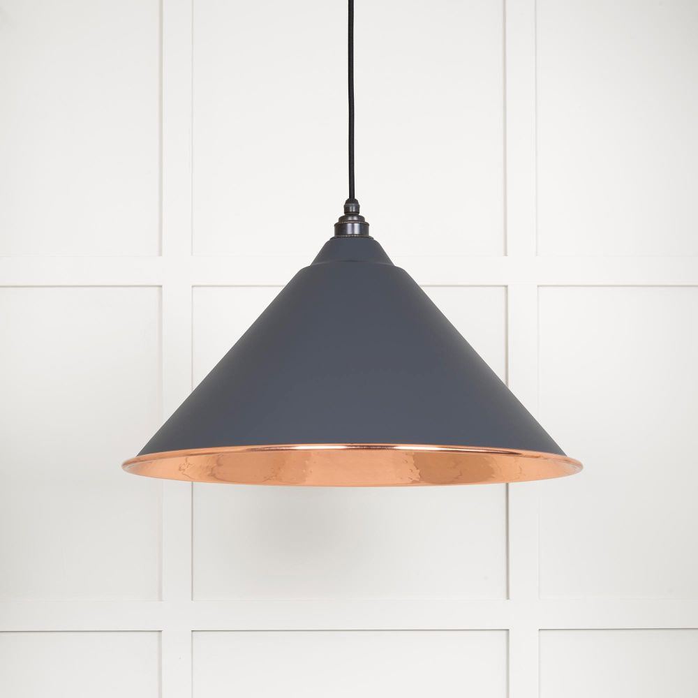 This is an image showing From The Anvil - Hammered Copper Hockley Pendant in Slate available from T.H Wiggans Architectural Ironmongery in Kendal, quick delivery and discounted prices