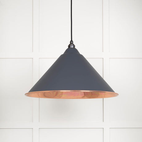 This is an image showing From The Anvil - Smooth Copper Hockley Pendant in Slate available from T.H Wiggans Architectural Ironmongery in Kendal, quick delivery and discounted prices