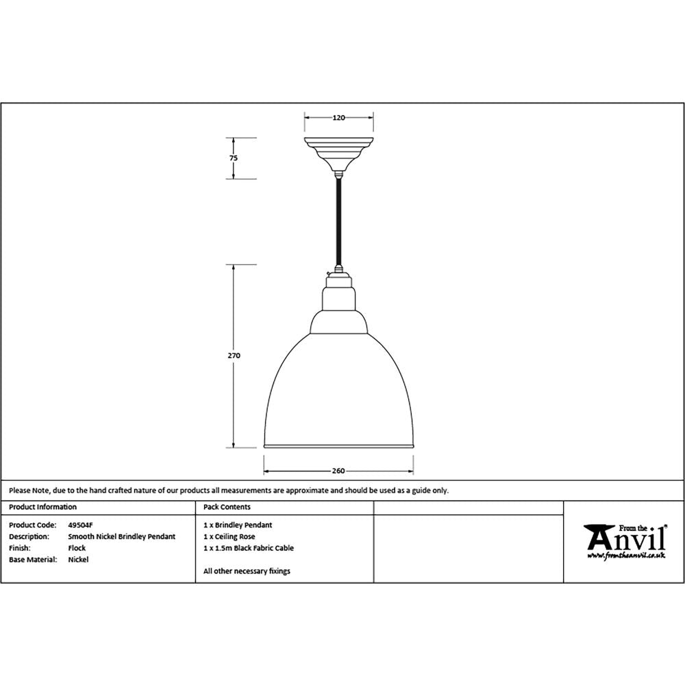 This is an image showing From The Anvil - Smooth Nickel Brindley Pendant in Flock available from T.H Wiggans Architectural Ironmongery in Kendal, quick delivery and discounted prices