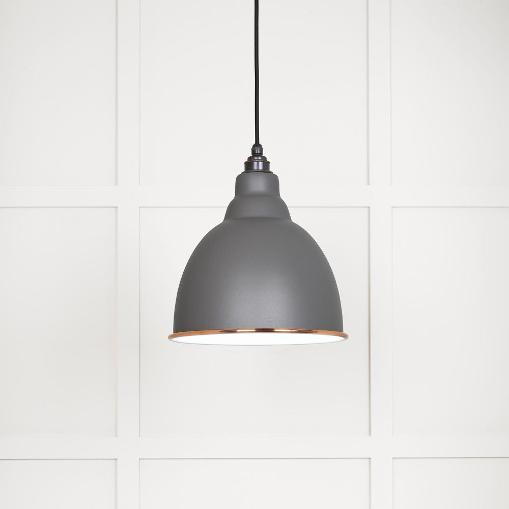 This is an image showing From The Anvil - White Gloss Brindley Pendant in Bluff available from T.H Wiggans Architectural Ironmongery in Kendal, quick delivery and discounted prices