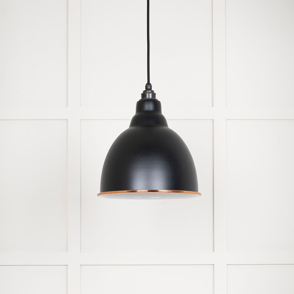 This is an image showing From The Anvil - White Gloss Brindley Pendant in Elan Black available from T.H Wiggans Architectural Ironmongery in Kendal, quick delivery and discounted prices