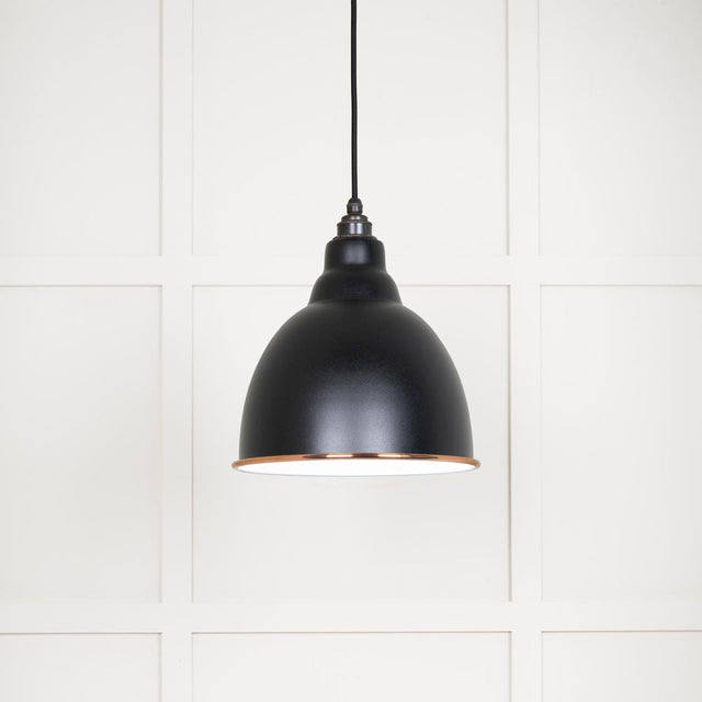 This is an image showing From The Anvil - White Gloss Brindley Pendant in Elan Black available from T.H Wiggans Architectural Ironmongery in Kendal, quick delivery and discounted prices