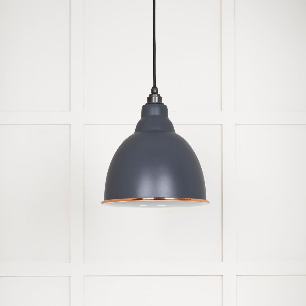 This is an image showing From The Anvil - White Gloss Brindley Pendant in Slate available from T.H Wiggans Architectural Ironmongery in Kendal, quick delivery and discounted prices