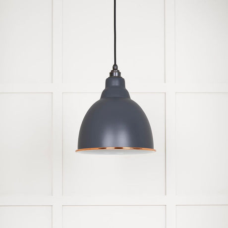 This is an image showing From The Anvil - White Gloss Brindley Pendant in Slate available from T.H Wiggans Architectural Ironmongery in Kendal, quick delivery and discounted prices