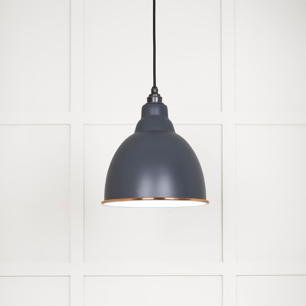 This is an image showing From The Anvil - White Gloss Brindley Pendant in Slate available from T.H Wiggans Architectural Ironmongery in Kendal, quick delivery and discounted prices