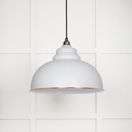 This is an image showing From The Anvil - White Gloss Harborne Pendant in Flock available from T.H Wiggans Architectural Ironmongery in Kendal, quick delivery and discounted prices