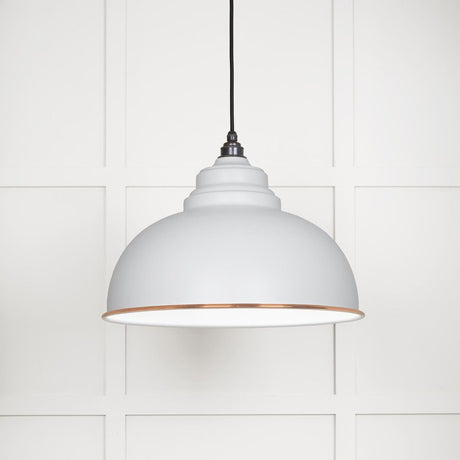 This is an image showing From The Anvil - White Gloss Harborne Pendant in Flock available from T.H Wiggans Architectural Ironmongery in Kendal, quick delivery and discounted prices