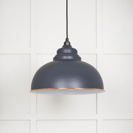 This is an image showing From The Anvil - White Gloss Harborne Pendant in Slate available from T.H Wiggans Architectural Ironmongery in Kendal, quick delivery and discounted prices