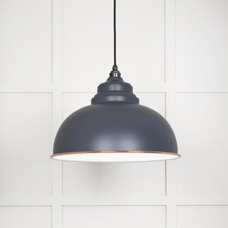 This is an image showing From The Anvil - White Gloss Harborne Pendant in Slate available from T.H Wiggans Architectural Ironmongery in Kendal, quick delivery and discounted prices