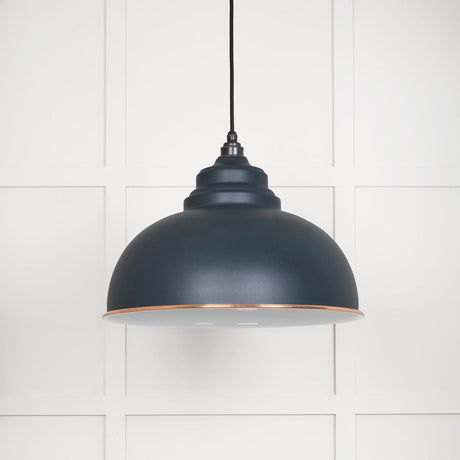 This is an image showing From The Anvil - White Gloss Harborne Pendant in Soot available from T.H Wiggans Architectural Ironmongery in Kendal, quick delivery and discounted prices