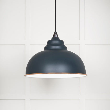 This is an image showing From The Anvil - White Gloss Harborne Pendant in Soot available from T.H Wiggans Architectural Ironmongery in Kendal, quick delivery and discounted prices