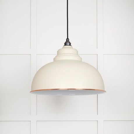 This is an image showing From The Anvil - White Gloss Harborne Pendant in Teasel available from T.H Wiggans Architectural Ironmongery in Kendal, quick delivery and discounted prices