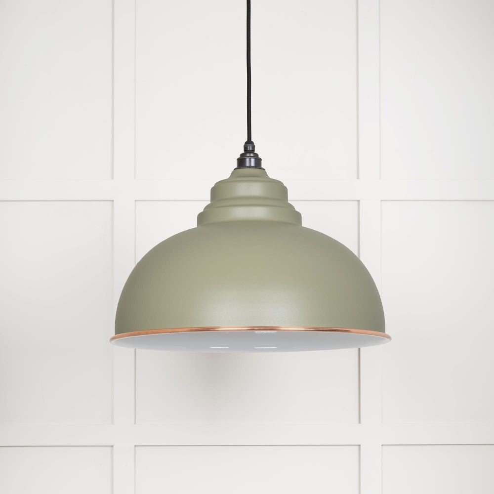 This is an image showing From The Anvil - White Gloss Harborne Pendant in Tump available from T.H Wiggans Architectural Ironmongery in Kendal, quick delivery and discounted prices