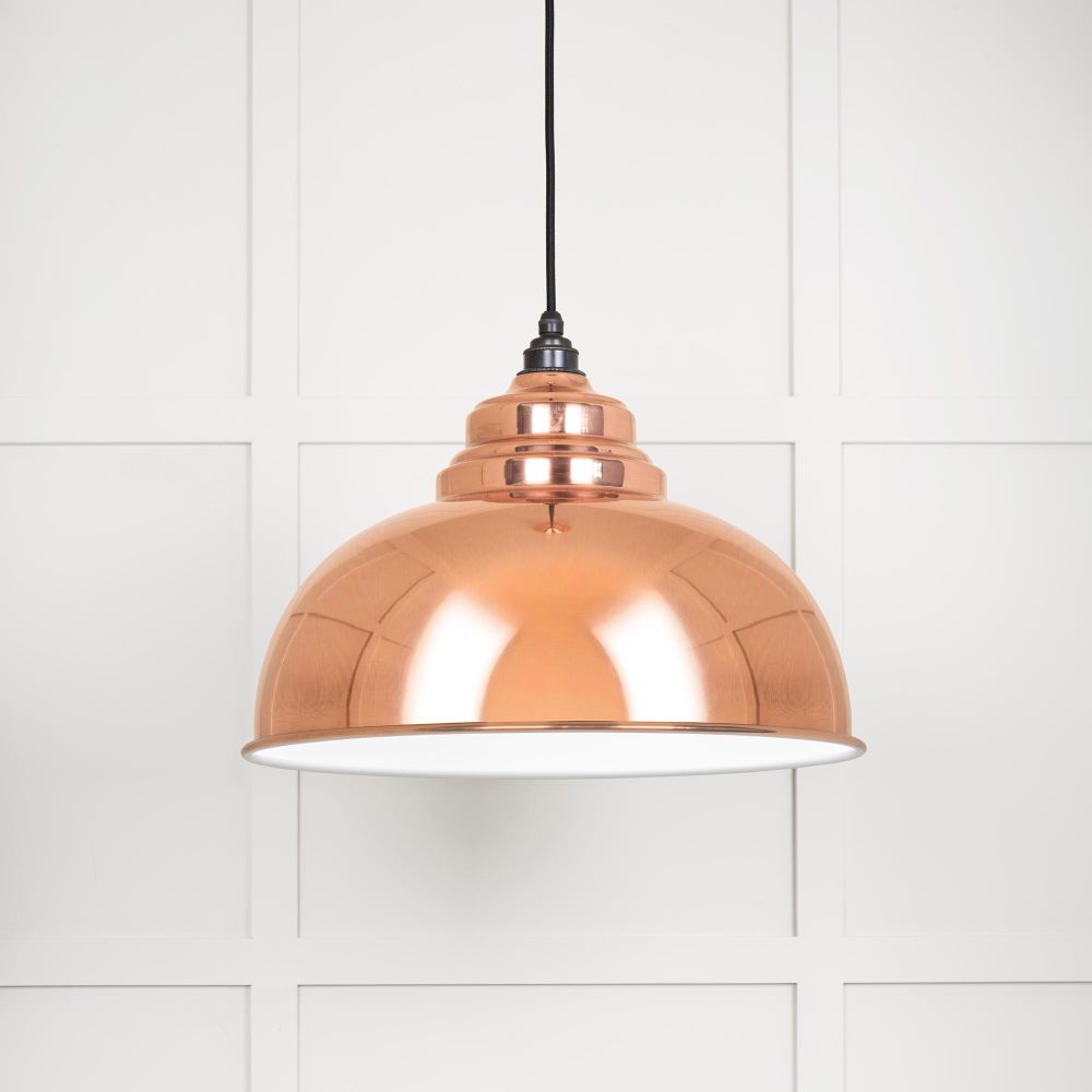 This is an image showing From The Anvil - White Gloss Harborne Pendant in Copper available from T.H Wiggans Architectural Ironmongery in Kendal, quick delivery and discounted prices