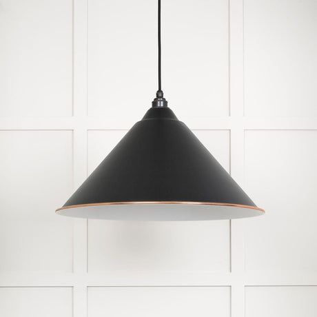 This is an image showing From The Anvil - White Gloss Hockley Pendant in Elan Black available from T.H Wiggans Architectural Ironmongery in Kendal, quick delivery and discounted prices