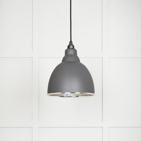 This is an image showing From The Anvil - Hammered Nickel Brindley Pendant in Bluff available from T.H Wiggans Architectural Ironmongery in Kendal, quick delivery and discounted prices