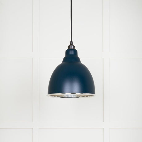 This is an image showing From The Anvil - Hammered Nickel Brindley Pendant in Dusk available from T.H Wiggans Architectural Ironmongery in Kendal, quick delivery and discounted prices