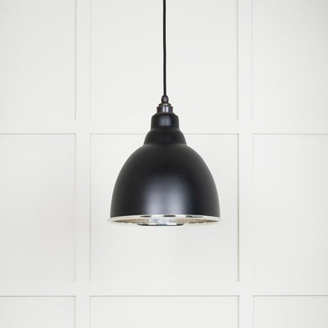 This is an image showing From The Anvil - Hammered Nickel Brindley Pendant in Elan Black available from T.H Wiggans Architectural Ironmongery in Kendal, quick delivery and discounted prices