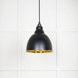 This is an image showing From The Anvil - Hammered Brass Brindley Pendant in Elan Black available from T.H Wiggans Architectural Ironmongery in Kendal, quick delivery and discounted prices