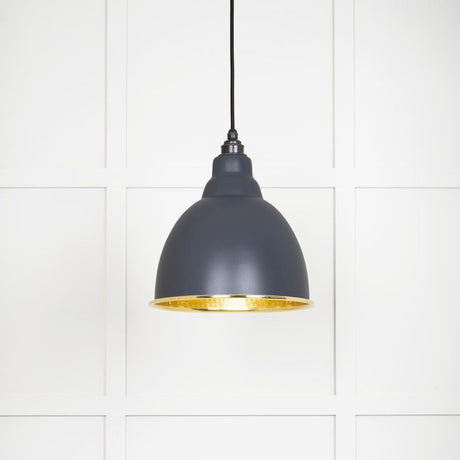 This is an image showing From The Anvil - Hammered Brass Brindley Pendant in Slate available from T.H Wiggans Architectural Ironmongery in Kendal, quick delivery and discounted prices