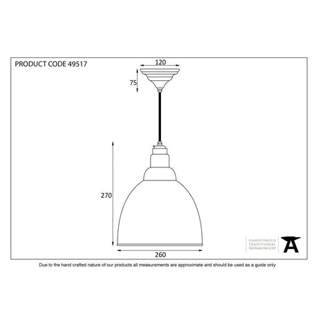 This is an image showing From The Anvil - Hammered Brass Brindley Pendant available from T.H Wiggans Architectural Ironmongery in Kendal, quick delivery and discounted prices