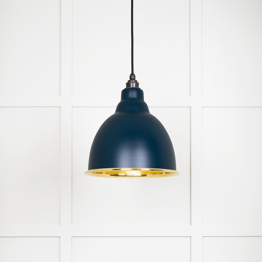 This is an image showing From The Anvil - Smooth Brass Brindley Pendant in Dusk available from T.H Wiggans Architectural Ironmongery in Kendal, quick delivery and discounted prices