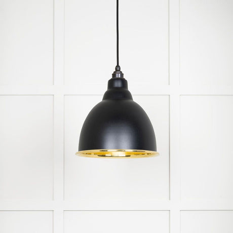 This is an image showing From The Anvil - Smooth Brass Brindley Pendant in Elan Black available from T.H Wiggans Architectural Ironmongery in Kendal, quick delivery and discounted prices