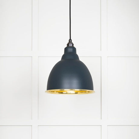 This is an image showing From The Anvil - Smooth Brass Brindley Pendant in Soot available from T.H Wiggans Architectural Ironmongery in Kendal, quick delivery and discounted prices