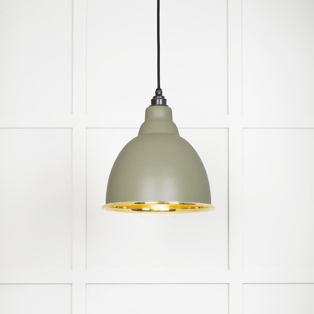 This is an image showing From The Anvil - Smooth Brass Brindley Pendant in Tump available from T.H Wiggans Architectural Ironmongery in Kendal, quick delivery and discounted prices